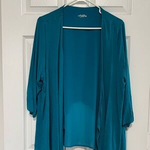 Teal Open Front Cardigan